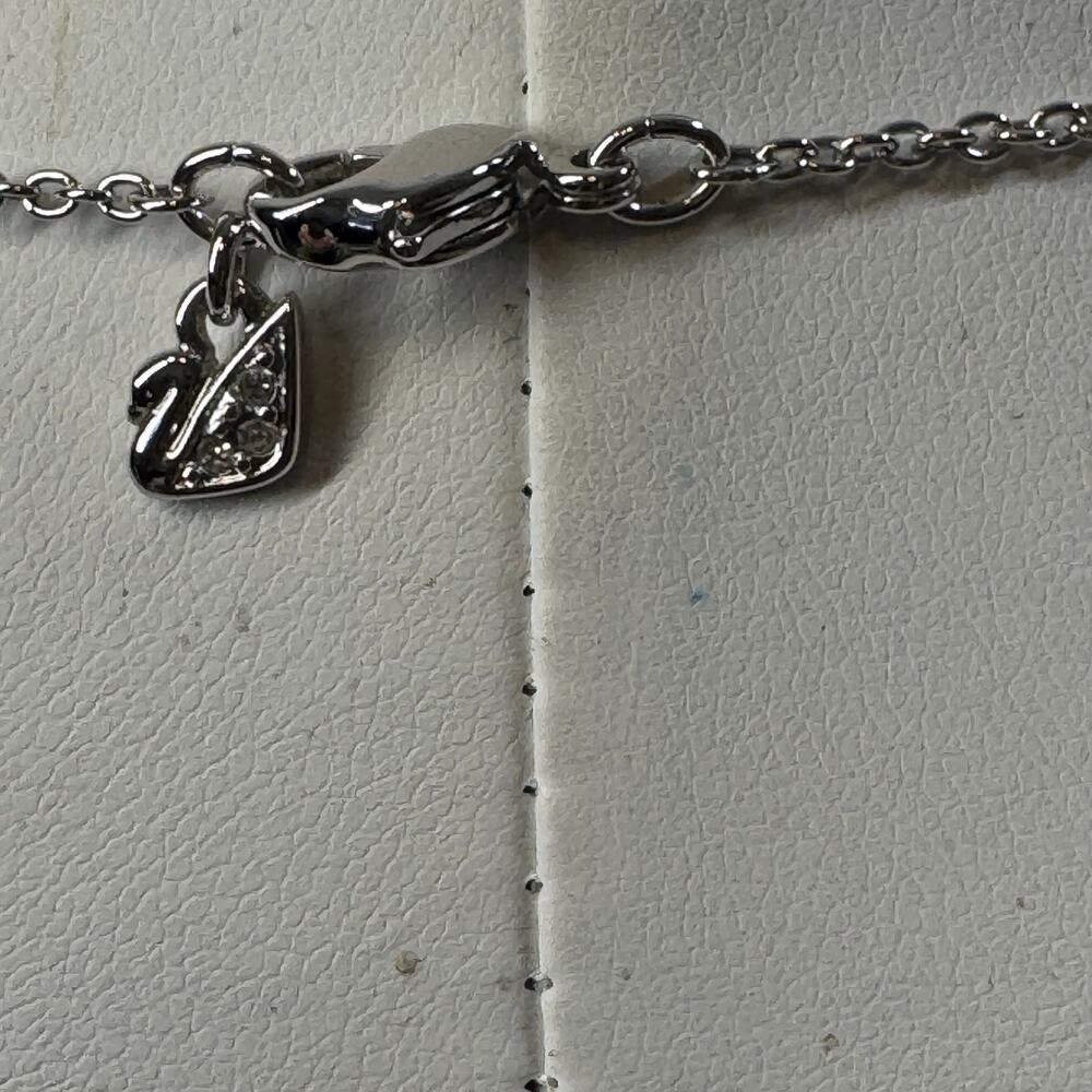 Modern Statement Women's Silver Crystal Studded Teardrop Necklace - Picture 6 of 8